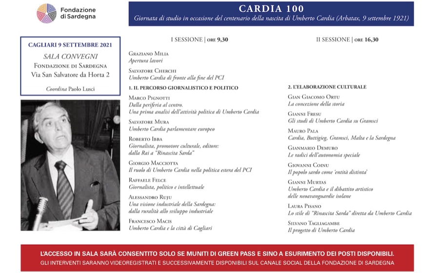 Umberto Cardia, nel centenario della nascita una giornata di studi dedicata al politico e intellettuale sardo 