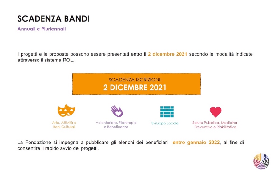 Bandi Annuali e Pluriennali, ancora pochi giorni per presentare i progetti