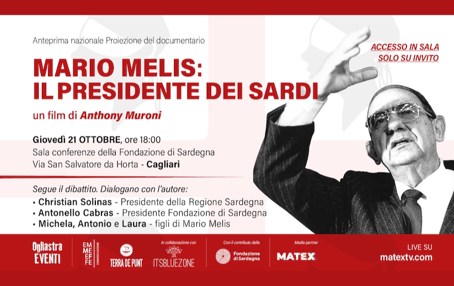 Cultura, “Mario Melis, il presidente dei sardi” in anteprima a Cagliari il docufilm sullo statista sardo 