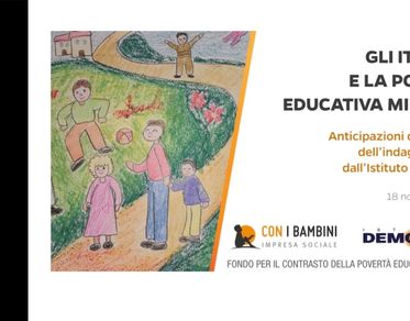 Con i Bambini, presentato rapporto Demopolis sulla povertà educativa minorile