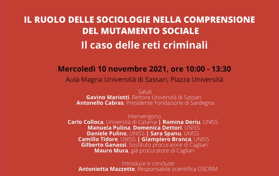 Sassari, sociologie e reti criminali un seminario dell’Università 