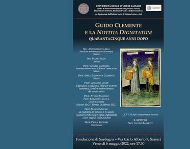 Cultura, a Sassari il convegno “Guido Clemente e la Notitia Dignitatum quarantacinque anni dopo” 