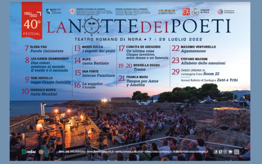 La Notte dei Poeti, a Nora dal 7 al 29 luglio spettacoli, recitals e concerti 