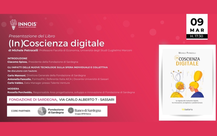“(In)Coscienza digitale”, giovedì 9 marzo a Sassari la presentazione del libro di Michele Petrocelli
