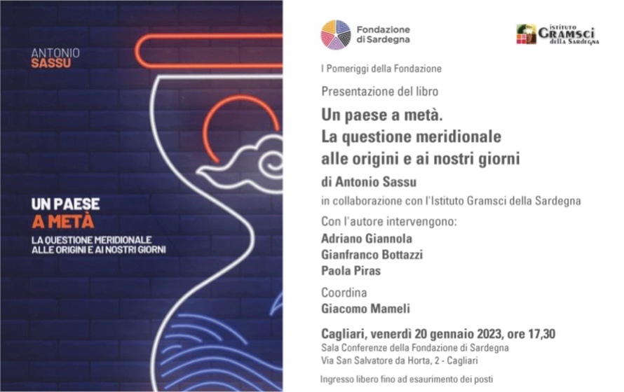 I Pomeriggi della Fondazione, a Cagliari la presentazione del libro “Un paese a metà” di Antonio Sassu 