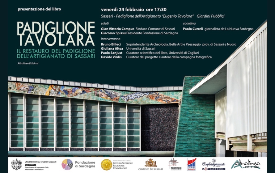 Sassari, venerdì 24 la presentazione del libro “Padiglione Tavolara. Il restauro del Padiglione dell’Artigianato di Sassari” 