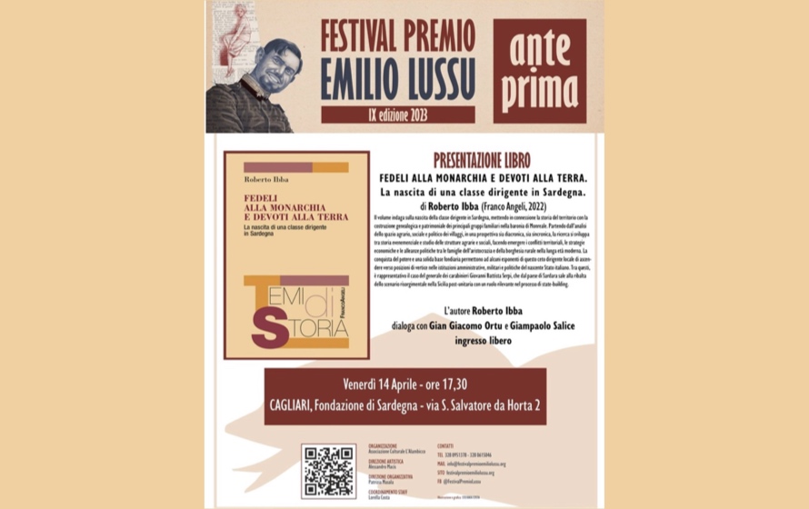 Premio Emilio Lussu, venerdì la presentazione del libro “Fedeli alla Monarchia e devoti alla terra” di Roberto Ibba 