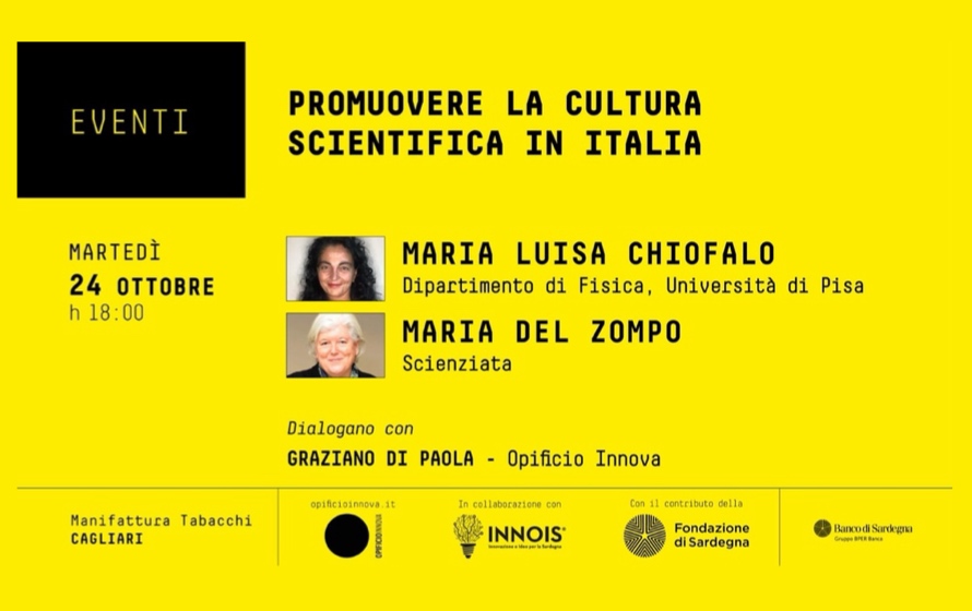 “Promuovere la cultura scientifica in Italia”, il 24 ottobre a Cagliari un talk sul ruolo e le sfide del pensiero scientifico