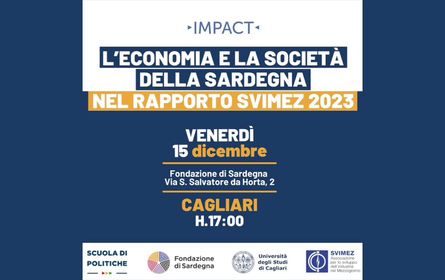 Rapporto Svimez 2023, il 15 dicembre a Cagliari la presentazione dei dati su economia e società della Sardegna 