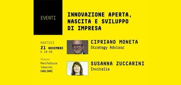 “Innovazione aperta, nascita e sviluppo di impresa”, il 21 novembre a Cagliari un talk su open innovation e impresa