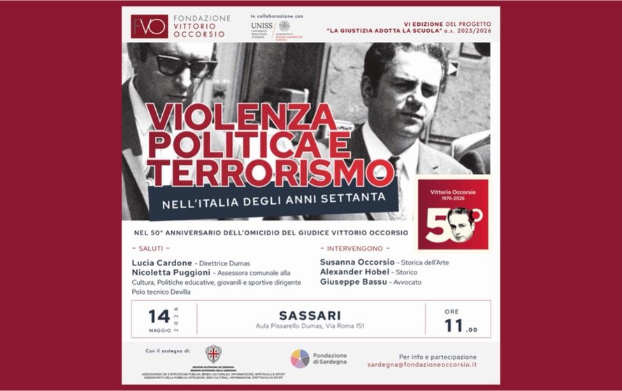 Fondazione Vittorio Occorsio, due appuntamenti in Sardegna nel cinquantesimo anniversario dell’omicidio del giudice