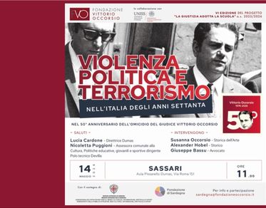 Fondazione Vittorio Occorsio, due appuntamenti in Sardegna nel cinquantesimo anniversario dell’omicidio del giudice