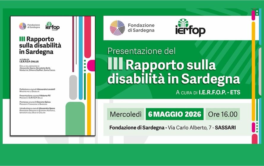 Disabilità in Sardegna, il 6 maggio a Sassari la presentazione del III Rapporto IERFOP