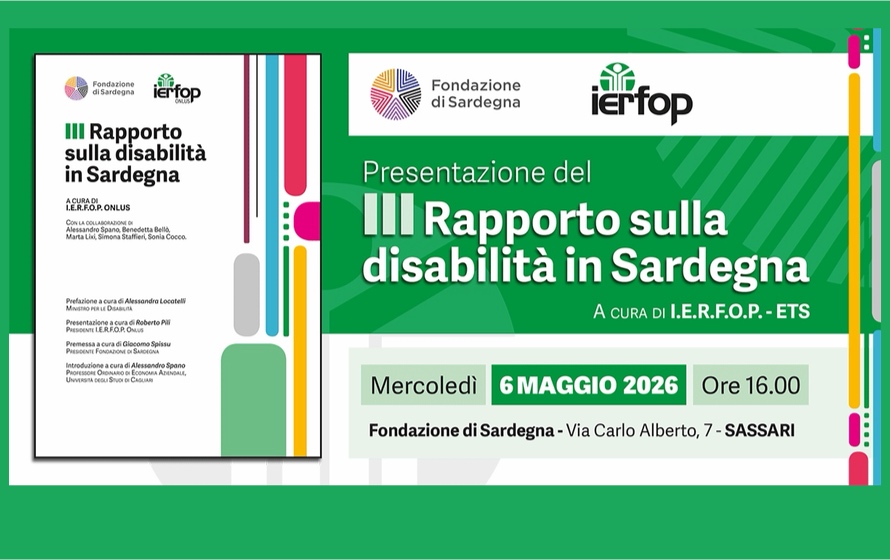Disabilità in Sardegna, il 6 maggio a Sassari la presentazione del III Rapporto IERFOP